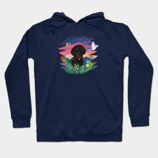 Black Toy Poodle in Mountain Twilight Hoodie